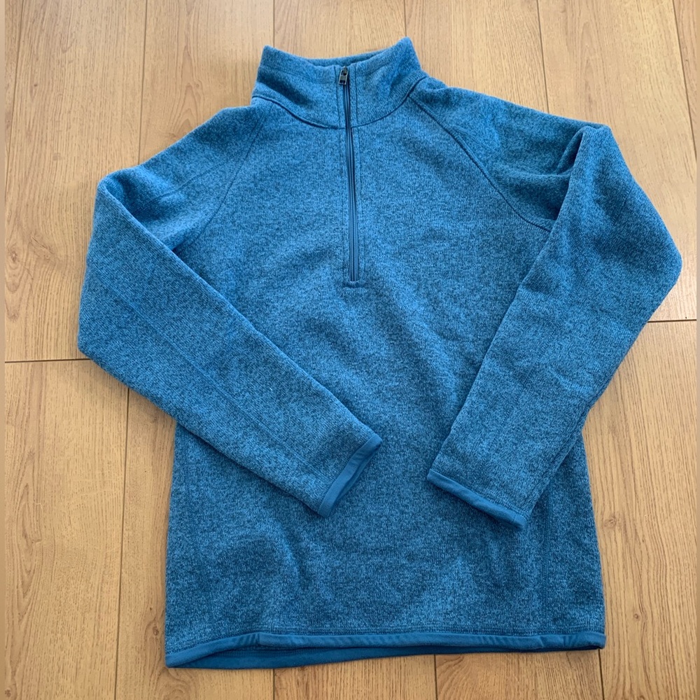 Blue Quarter Zip Fleece-lined Sweater